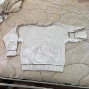 Elegant White and Gold Women's Sweater